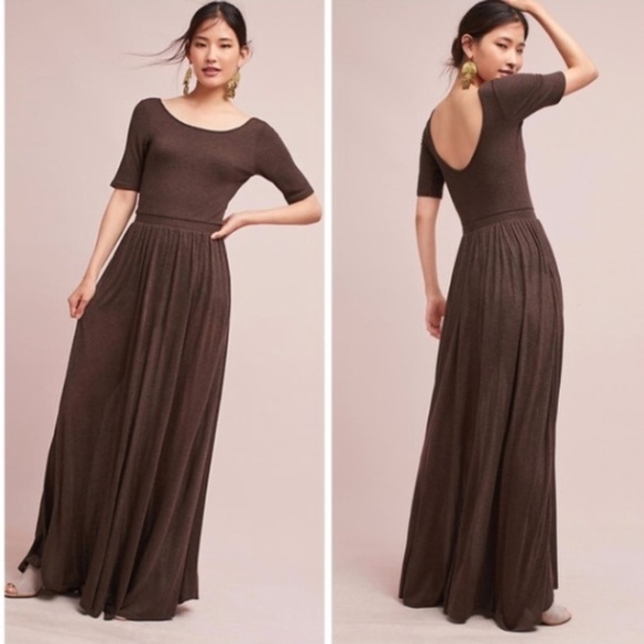 Anthropologie Dresses & Skirts - Anthropologie Bordeaux Knit Scoop Back Maxi Dress